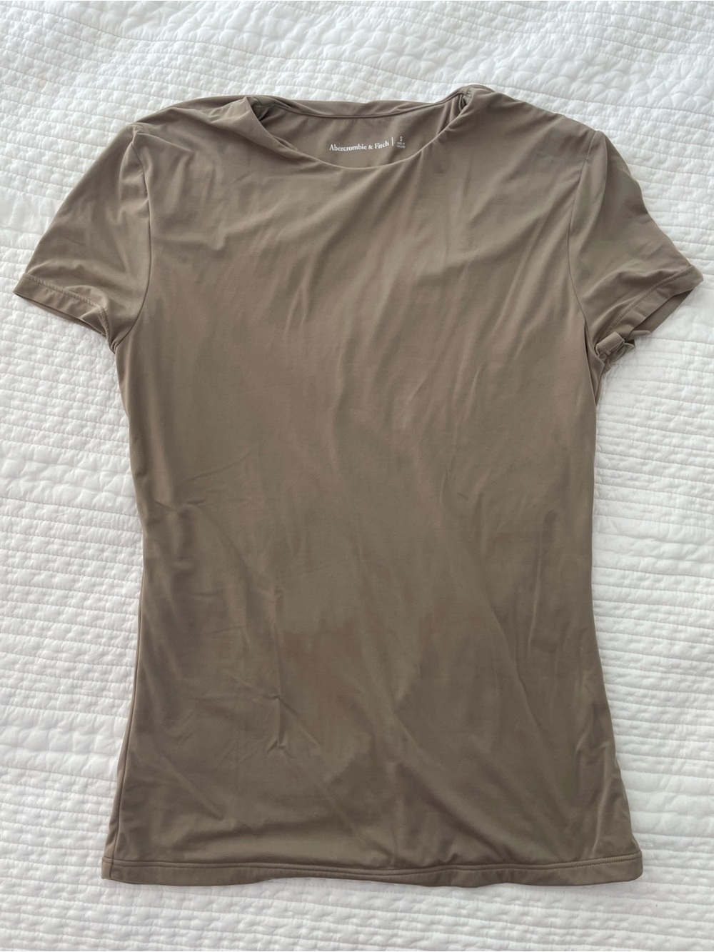 Abercrombie & Fitch Women's Taupe Short Sleeve Crew Tee
